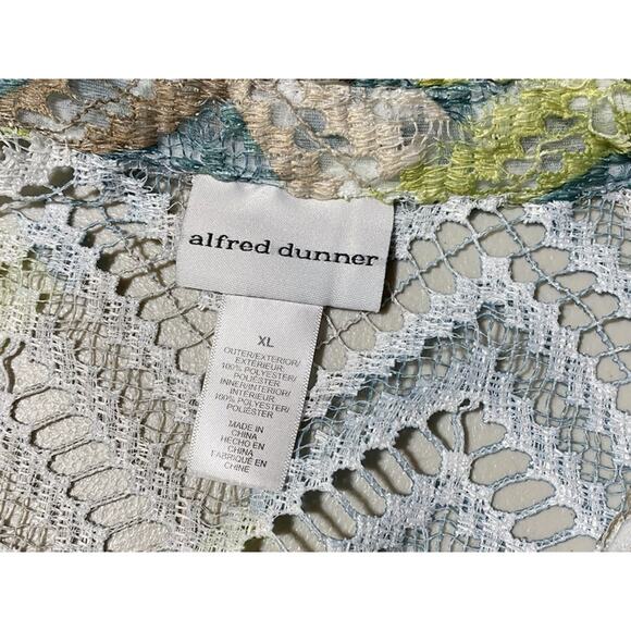 Alfred Dunner Floral Lace Open Front Jacket Size XL Blue Green 3/4 Sleeves - Picture 4 of 7